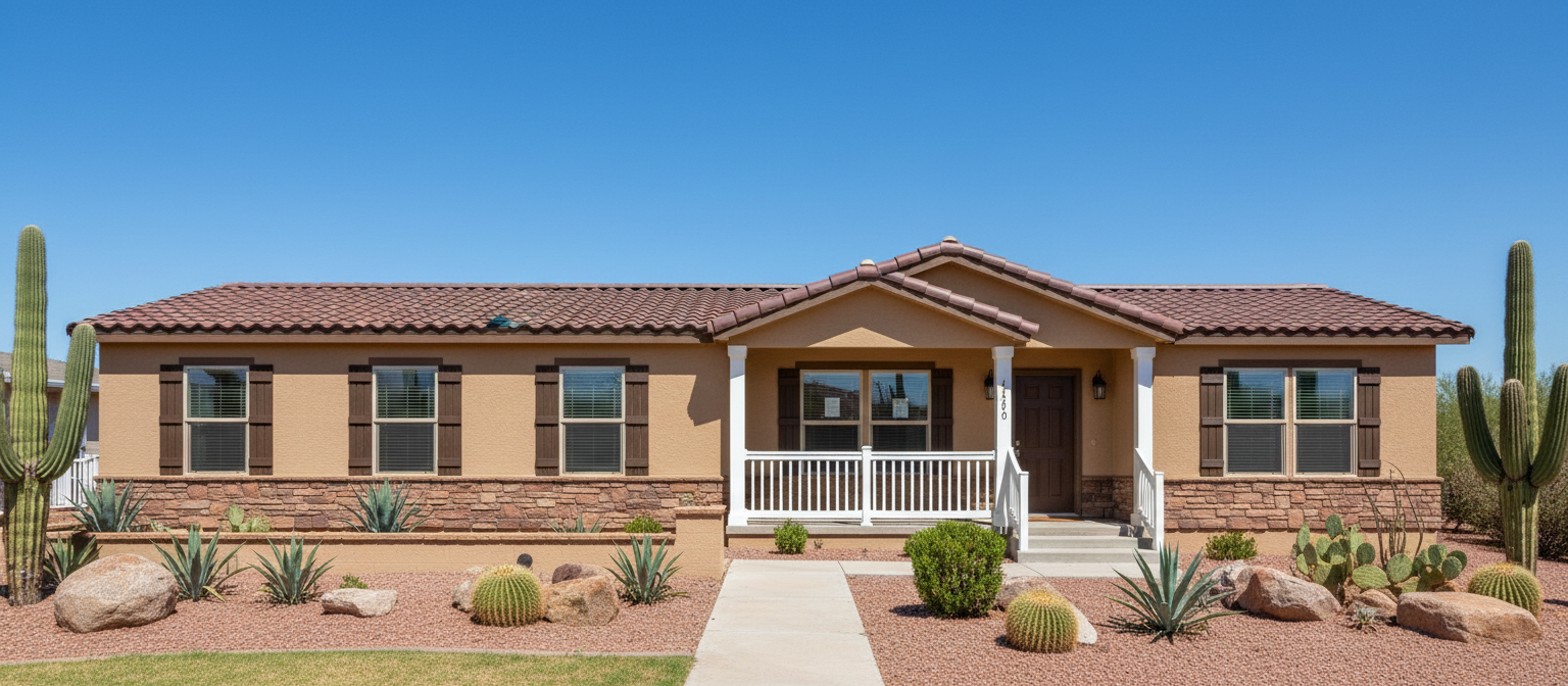 Manufactured Home Ranch Stone Style Front Porch